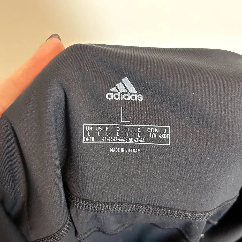 Adidas Womens Athletic Leggings Size Large Black Solid Casual Lounge Stretchy - Picture 4 of 14